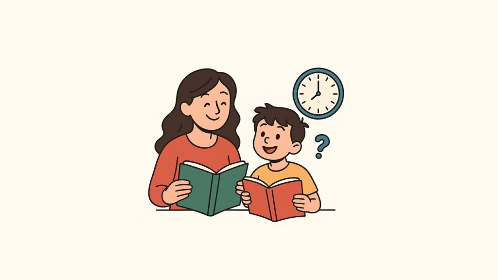 부모가 아이와 함께 책을 읽어주고 있다.